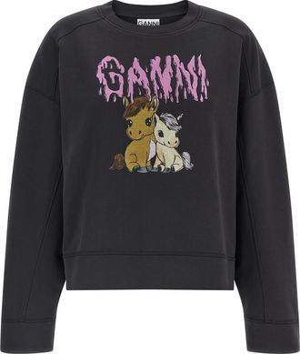Ganni Black Organic Cotton Womens Sweatshirt
