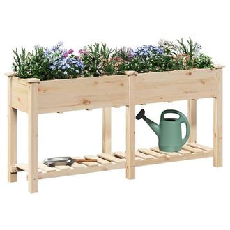 Berkfield Home Beautiful Garden Planter with Grids 161x43x76 cm Solid Wood Fir in Beige | Size: 161 x 43 x 76 cm