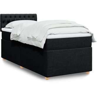 vidaXL Vidaxl - Cama Box Spring Con Colch&oacute;n Tela Negro 90x200 Cm