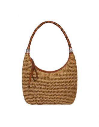 Brighton Womens Shelby Straw Shoulder Bag In Luggage-Wheat