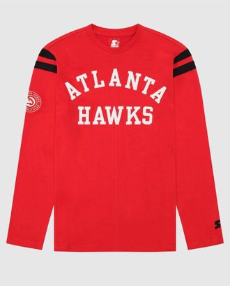Starter Mens Atlanta Hawks Elite Long Sleeve Shirt In Red