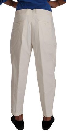 Dolce & Gabbana White Cotton Tapered Men Trouser Dress Pants Elastane