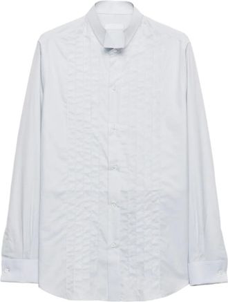Prada Camicia plissettata in cotone - Blu