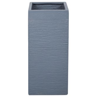 Beliani Maceta Grande Y Alta De Arcilla Para Jard&iacute;n Decoraci&oacute;n De Interior Y Exterior 26 X 26 X 60 Cm Gris Oscuro Dion