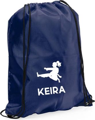 eBuy GB Personalised Martial Arts Bag, Kids Unisex Karate Drawstring Bag Boot Backpack for Sports Day, Girls Boys Rucksack (Navy)