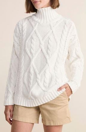 Vineyard Vines Tall Mock Neck Cotton Fisherman Sweater in Marshmallow at Nordstrom Rack, Size Medium
