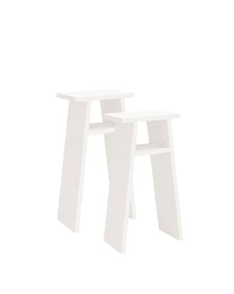 Deco Wood Pack 2 mesitas elaborada con madera maciza blanco 60x20cm