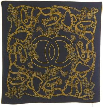 Chanel Pre-owned Scarves, female, Black, Size: ONE SIZE Pre-owned Vintage Silk Scarf