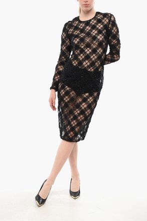 Elisabetta Franchi See-Through Embroidered Tulle Sheath Dress Elisabetta Franchi