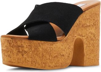 Steve Madden Saffron Sandals Womens Black Suede Block Heel ZOGG3680