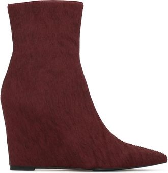 Kazar Maroon laarzen met natuurlijk haar - Dames - Sleehakken - Bruin - 39 EU - Leer - Schoenen