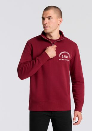 GANT Sweatshirt GANT, Herren, Gr. 4XL, rot (plumped rot), Sweatware, Obermaterial: 87% Baumwolle, 13% Polyester, unifarben, normal, hoch geschlossener Auss