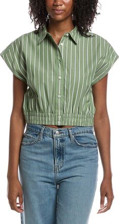 Current Elliott Extended Shoulder Cap Sleeve Cropped Blouse