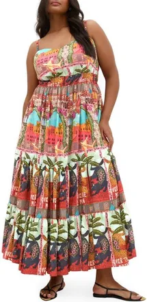 City Chic Karina Print Sleeveless Maxi Dress in Fools Paradise at Nordstrom, Size 20W