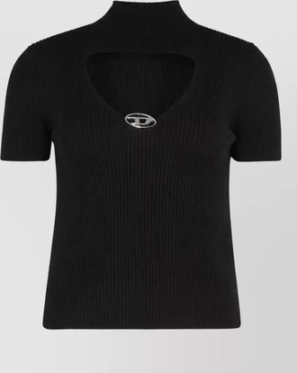 Diesel ribbed cutout turtleneck top