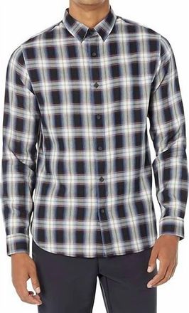 Vince Mens Plaid Shirt In Fountain Shadow