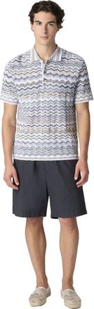 Missoni Cotton Knit Polo Shirt With Chevron Pattern in Light Blue at Nordstrom, Size 48 It