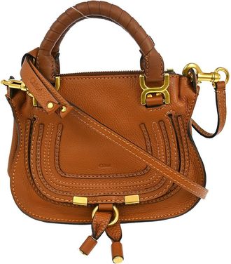 Chlo&eacute; Marcie Satchel Leather Brown Leather Handbag (Pre-Owned)