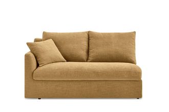 Castlery Agnes Left Arm Queen Sleeper Sofa, Mustard Brown, Removable Covers, Machine Washable for Women
