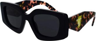 Prada Onregelmatige oversized zonnebril met schildpad armen - Dames - Zonnebrillen - Veelkleurig - 51 MM - Accessoires
