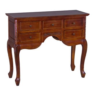 International Caravan Inc Carved 5-Drawer Queen Anne Wall Table