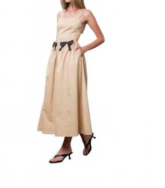 Moon River Sleeveless Square Neck Midi Dress In Khaki