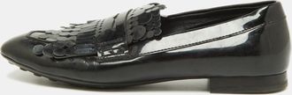 Tod's Tods Black Patent Leather Laser Cut Fringe Loafers
