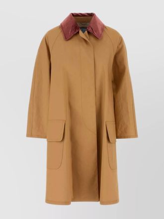 Prada cotton overcoat with contrast collar and front pockets