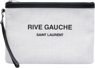 Saint Laurent Pre-owned Clutches, female, White, Size: ONE SIZE Pre-owned Canvas Clutch