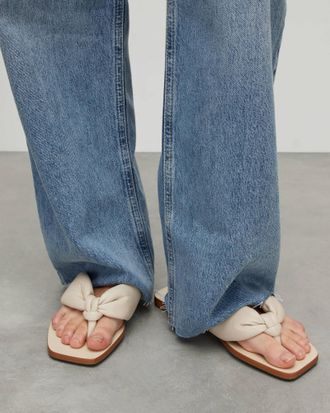 AllSaints Sheep Leather Loop Knotted Leather Sandals, Size: 8