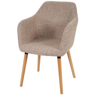 Hhg Hhg - Silla De Comedor Malm&ouml; T381, Silla Silla De Cocina, Dise&ntilde;o Retro A&ntilde;os 50, Textil, Crema/gris, Patas Claras
