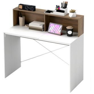 HOMCOM Scrivania Moderna con 2 Ripiani in Truciolato Multicolore - Homcom