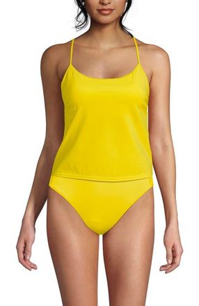 Lands End Tugless QuickDry Adjustable Strappy Back Tankini Top in Vivid Lemon at Nordstrom, Size 12