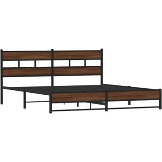 vidaXL Estructura De Cama Sin Colch&oacute;n Metal Roble Marr&oacute;n 183x213 Cm Vidaxl