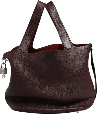 Herm&egrave;s Picotin Taurillon Clemence Chocolate Womens Handbag (Pre-Owned)