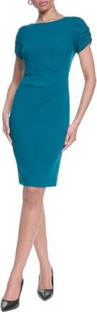 Karl Lagerfeld Short Sleeve Crepe Sheath Dress in Glass Teal at Nordstrom, Size 14