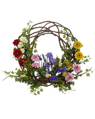Nearly Natural 22In Spring Floral Wreath