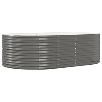 Berkfield Home Garden Raised Bed Grey 212x140x68 cm Powder-coated Steel | Size: 212 x 140 x 68 cm