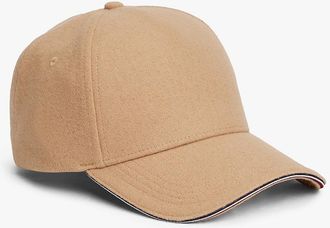 Tommy Hilfiger Mens Melton Wool-Blend Baseball Cap - Beige