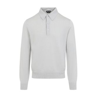 Tom Ford Kasjmier Zijden Polo - Heren - Truien - Wit - Maat: XL Zijde