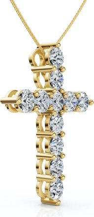 Pompeii3 2Ct TW Diamond Cross Womens Necklace 14k Gold Lab Grown 1 Tall