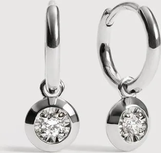 Monica Vinader Sterling Silver Round Diamond Huggie Earrings Lab Grown Diamond