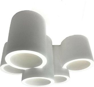 Trade Shop Trade Shop Traesio - Lampadario In Gesso 5 Cilindri Verniciabile Soffitto Lampada Faretti Gu10 Gs-c07