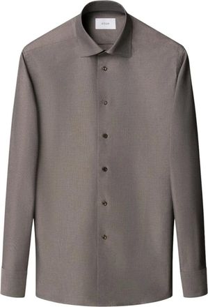 Eton Overhemden, Heren, Bruin, L, Katoen, Contemporary Fit Semi-Solid Twill Overhemd
