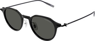 Montblanc MB0355S Asian Fit 001 Mens Sunglasses Black Size 49