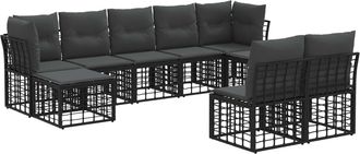 vidaXL Conjunto De Sof&aacute;s De Exterior Negro Y Gris Oscuro Poli&eacute;ster Vidaxl