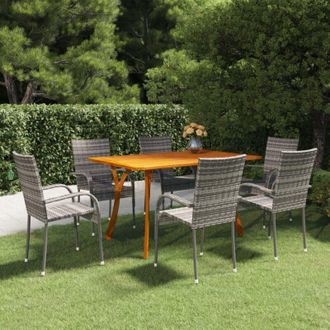 vidaXL Juego De Comedor Para Jard&iacute;n De 7 Piezas Gris Vidaxl