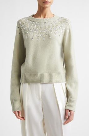 Altuzarra Harold Embellished Virgin Wool Sweater in Desert Sage at Nordstrom, Size Medium