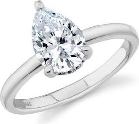 Crislu Pear Cut Cubic Zirconia Solitaire Ring in Pure Platinum /Clear Stone at Nordstrom, Size 7