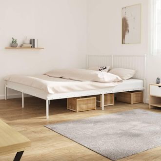 vidaXL Vidaxl - Estructura Cama Sin Colch&oacute;n Con Cabecero Metal Blanco 193x203cm